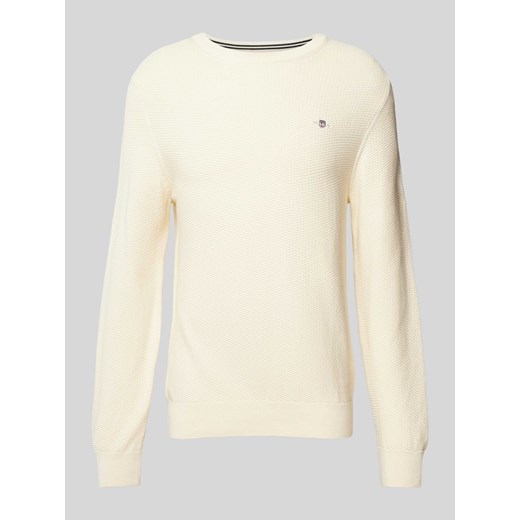 Sweter z dzianiny z fakturowanym wzorem i okrągłym dekoltem ze sklepu Peek&Cloppenburg  w kategorii Swetry męskie - zdjęcie 175817160