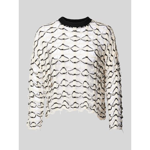 Sweter z dzianiny z prążkowanym,okrągłym dekoltem ze sklepu Peek&Cloppenburg  w kategorii Swetry damskie - zdjęcie 175817210