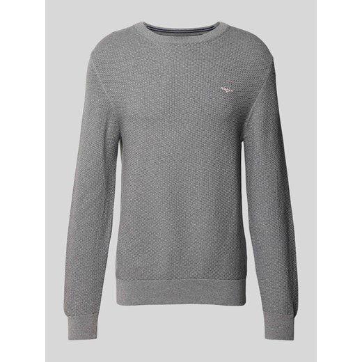 Sweter z dzianiny z fakturowanym wzorem i okrągłym dekoltem ze sklepu Peek&Cloppenburg  w kategorii Swetry męskie - zdjęcie 175817504