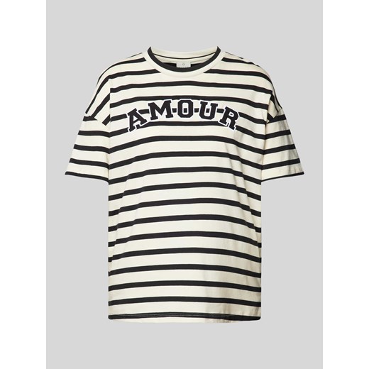 T-shirt o kroju oversized z prążkowanym,okrągłym dekoltem model ‘heidi’ ze sklepu Peek&Cloppenburg  w kategorii Bluzki damskie - zdjęcie 175818231