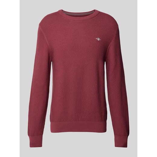 Sweter z dzianiny z fakturowanym wzorem i okrągłym dekoltem ze sklepu Peek&Cloppenburg  w kategorii Swetry męskie - zdjęcie 175818834