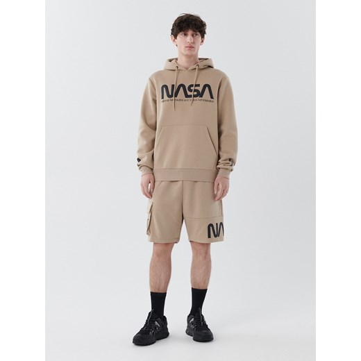 Cropp - Bluza z kapturem NASA - beżowy Cropp XL wyprzedaż Cropp