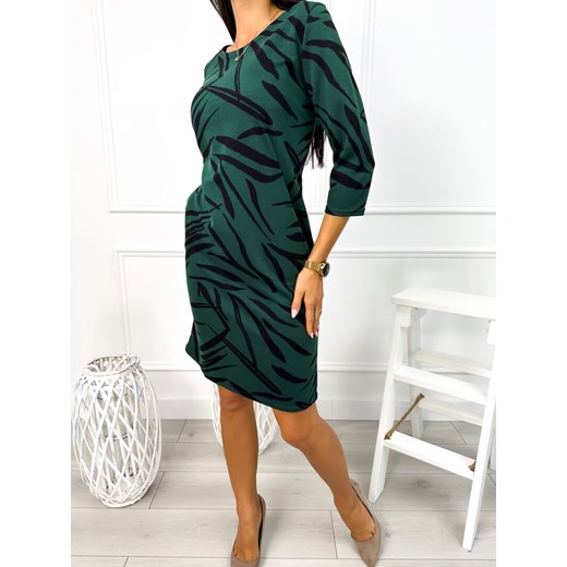 Sukienka Modnakiecka.pl z okrągłym dekoltem z długimi rękawami casualowa mini 