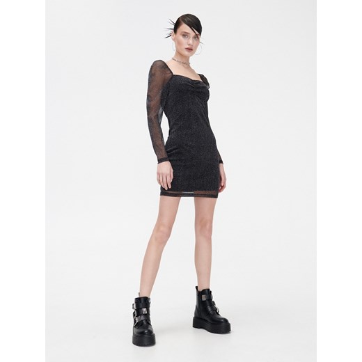 Cropp - Błyszcząca sukienka mini - czarny Cropp M okazja Cropp