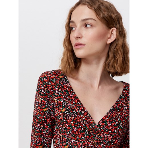 Cropp - Sukienka w kwiaty - czerwony Cropp XL okazja Cropp