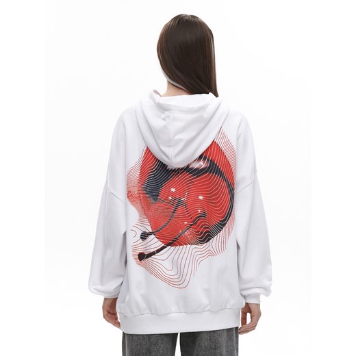 Cropp - Biała bluza oversize z kapturem - biały Cropp S okazyjna cena Cropp