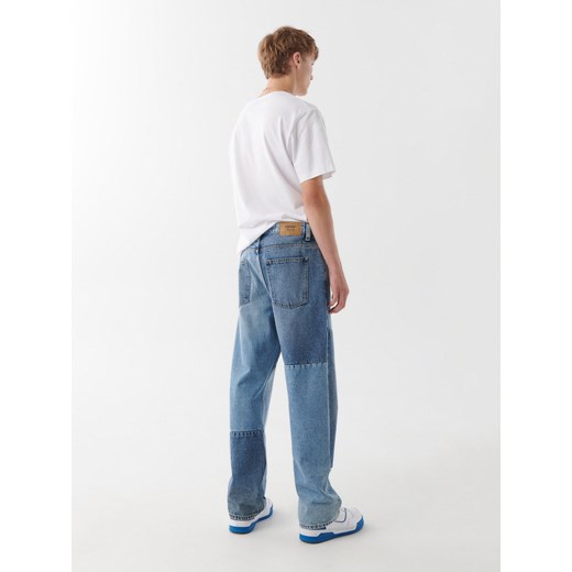 Cropp - Patchworkowe jeansy - niebieski Cropp 36/34 wyprzedaż Cropp