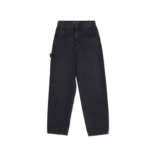 Cropp - Czarne jeansy baggy carpenter - czarny Cropp 42 Cropp wyprzedaż