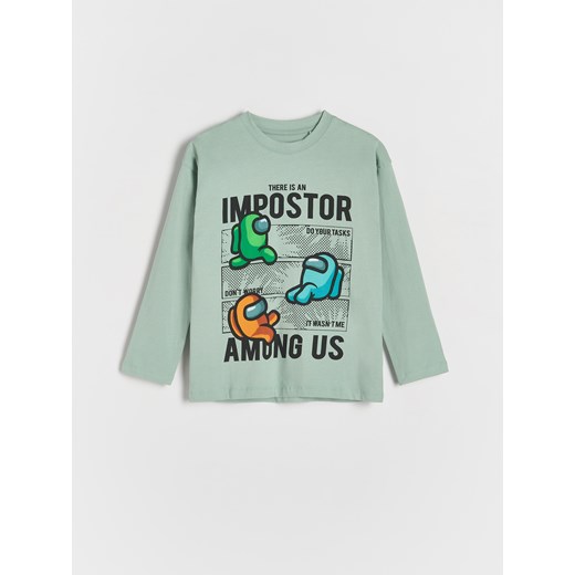 Reserved - Longsleeve Among Us - jasnozielony Reserved 158 (12 lat) Reserved