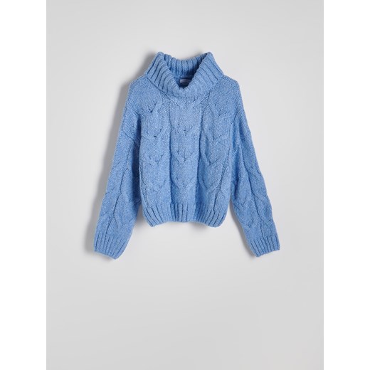 Reserved - Sweter z golfem - jasnoniebieski Reserved M Reserved