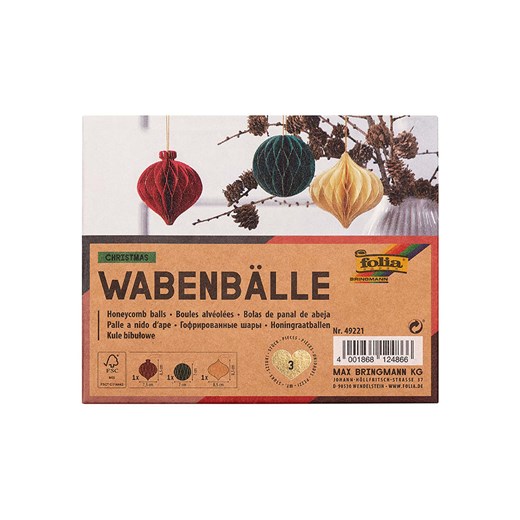 folia PAPER Kule (3 szt.) &quot;Chrismas&quot; w kolorze kremowym, czerwonym i zielonym ze sklepu Limango Polska w kategorii Zabawki - zdjęcie 175874722