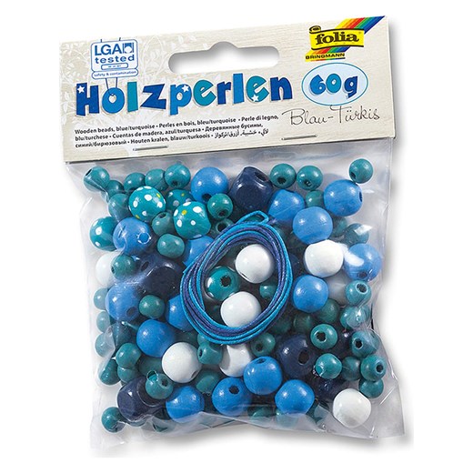 Folia Drewniane koraliki w kolorze niebieskim - 60 g Folia onesize wyprzedaż Limango Polska