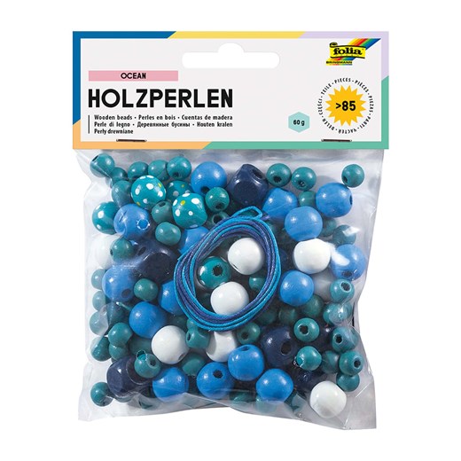 Folia Drewniane koraliki w kolorze niebieskim - 60 g Folia onesize okazyjna cena Limango Polska