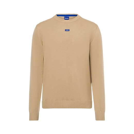HUGO BLUE Męski sweter z dzianiny - San Cosmo Mężczyźni Bawełna beżowy jednolity Hugo Blue M okazja vangraaf