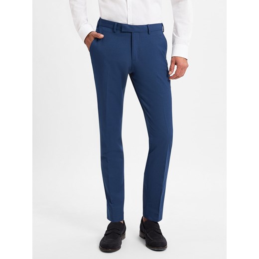 Finshley & Harding Spodnie - Kalifornia Mężczyźni Slim Fit Sztuczne włókno niebieski jednolity ze sklepu vangraaf w kategorii Spodnie męskie - zdjęcie 175878032
