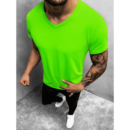 T-Shirt męski bez nadruku jasno-zielony OZONEE JS/712007/31 Ozonee XL ozonee.pl promocja