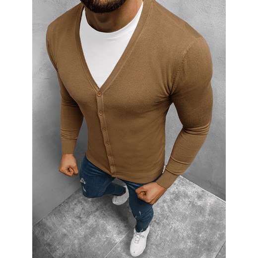 Sweter męski kardigan brązowy OZONEE TMK/YY06/7Z Ozonee S okazja ozonee.pl