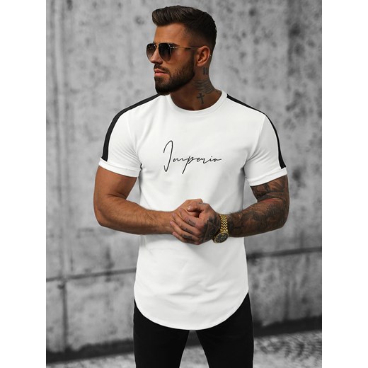 T-Shirt męski biały OZONEE O/P1180 Ozonee XL ozonee.pl wyprzedaż
