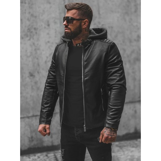 Kurtka skórzana męska czarna OZONEE JS/11Z8012Z Ozonee XXL okazyjna cena ozonee.pl