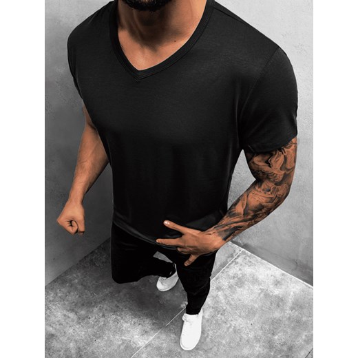 T-Shirt męski bez nadruku czarny OZONEE JS/712007 Ozonee XL ozonee.pl okazyjna cena