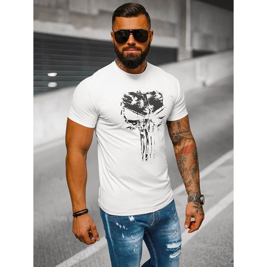 T-shirt męski slim fit biały OZONEE NB/MT3045Z Ozonee XL ozonee.pl