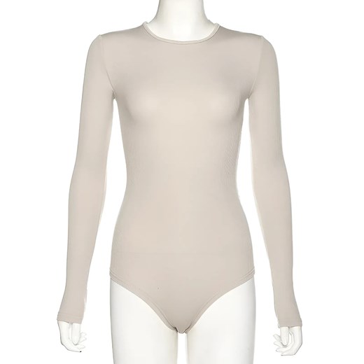 Klasyczne zabudowane body damskie - Beżowy / S ze sklepu Valetta.pl w kategorii Bluzki damskie - zdjęcie 175899362