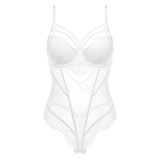 Body ślubne z paseczkami - Biały / S ze sklepu Valetta.pl w kategorii Body damskie - zdjęcie 175899720