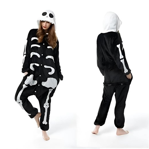 Onesie w formie szkieletu - Czarny / S ze sklepu Valetta.pl w kategorii Piżamy damskie - zdjęcie 175902071