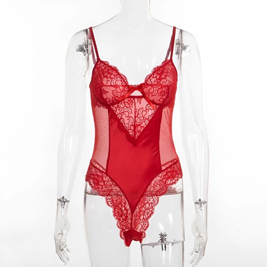 Uniwersalne body koronkowe - Czerwony / S ze sklepu Valetta.pl w kategorii Body damskie - zdjęcie 175902950