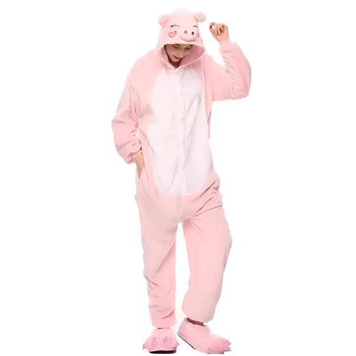 Różowe onesie świnka - Różowy / S ze sklepu Valetta.pl w kategorii Piżamy damskie - zdjęcie 175906684