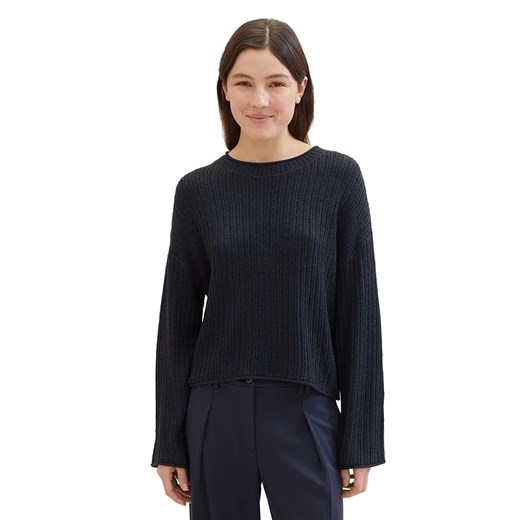 Czarny sweter damski Tom Tailor Denim z okrągłym dekoltem 