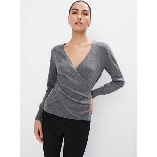 Mohito - Sweter z kopertowym dekoltem - szary ze sklepu Mohito w kategorii Swetry damskie - zdjęcie 175911751