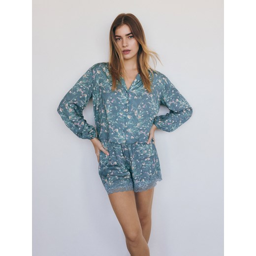 Reserved - Dwuczęściowa piżama z wiskozy - miętowy ze sklepu Reserved w kategorii Piżamy damskie - zdjęcie 175912474