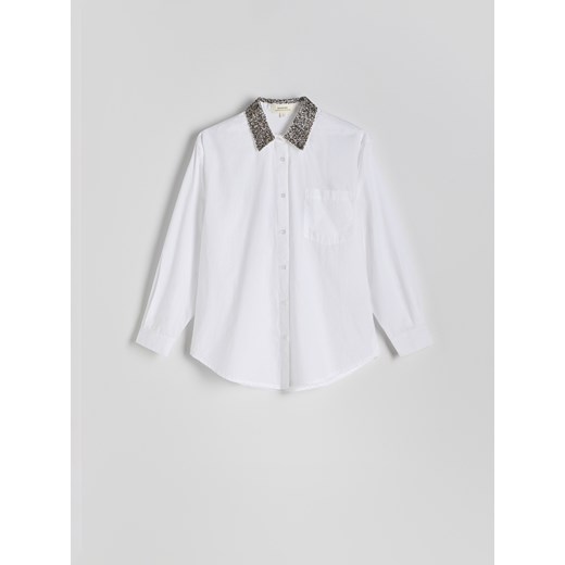 Reserved - Koszula z ozdobnym kołnierzem - biały Reserved M Reserved