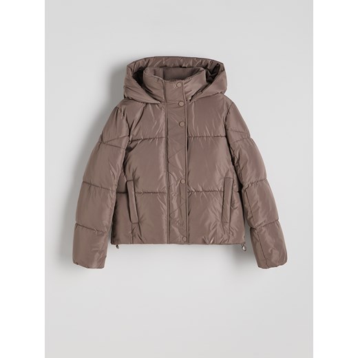 Reserved - Krótka kurtka z kapturem - brązowy Reserved XL Reserved