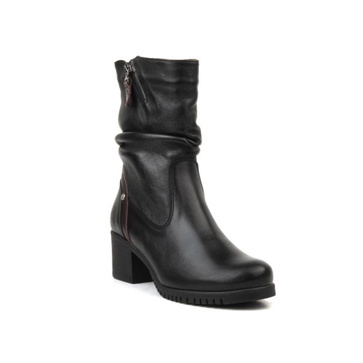 Wygodne, skórzane botki damskie na klocku - Galant Z23-4, czarne Galant 40 ulubioneobuwie