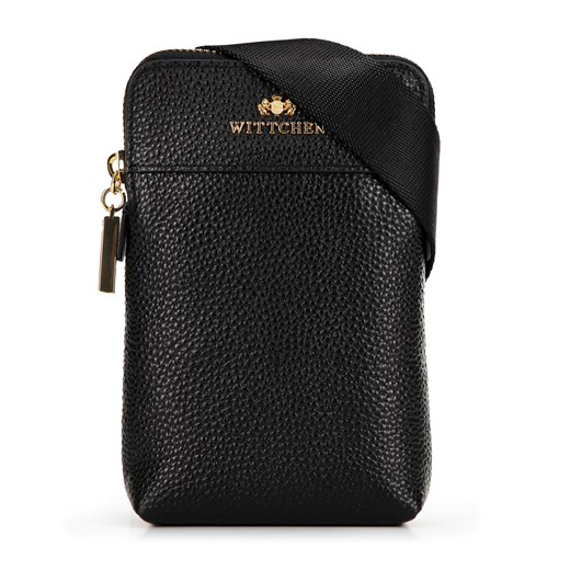 Minitorebka skórzana crossbody czarna ze złotym logo ze sklepu WITTCHEN w kategorii Listonoszki - zdjęcie 175922192