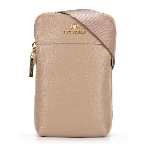 Minitorebka skórzana crossbody beżowa ze złotym logo ze sklepu WITTCHEN w kategorii Listonoszki - zdjęcie 175922193
