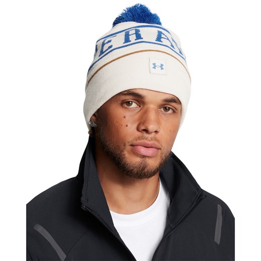 Męska czapka zimowa Under Armour M Halftime Pom Beanie - biała ze sklepu Sportstylestory.com w kategorii Czapki zimowe męskie - zdjęcie 175923332