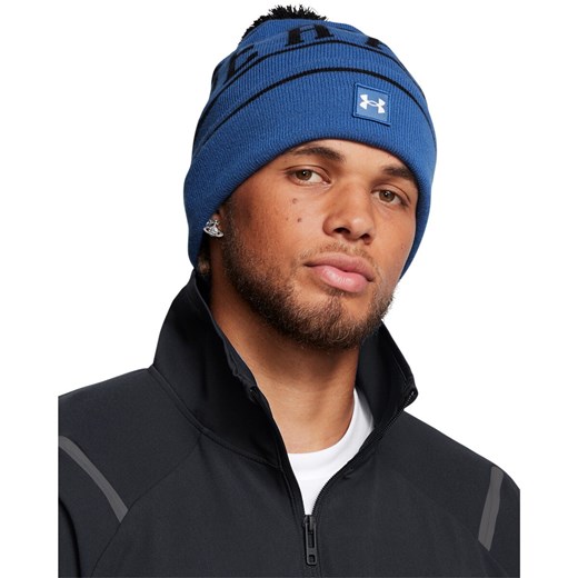 Męska czapka zimowa Under Armour M Halftime Pom Beanie - niebieska ze sklepu Sportstylestory.com w kategorii Czapki zimowe męskie - zdjęcie 175923340
