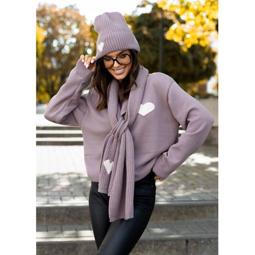 komplet 3 częściowy misi - sweter, szalik, czapka polski producent j&k premium -  fango cappuccino ze sklepu STYLOWO w kategorii Swetry damskie - zdjęcie 175924624