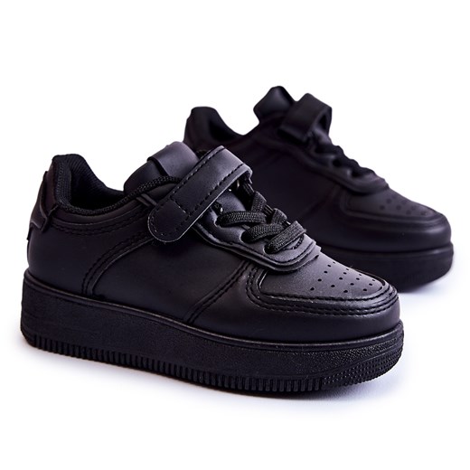 Dziecięce Buty Sportowe Na Rzepy Czarne Elike ze sklepu ButyModne.pl w kategorii Buty sportowe dziecięce - zdjęcie 175925984