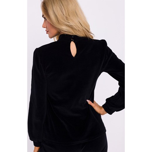 Welurowa bluzka z dekoltem typu halter neck czarna M831, Kolor czarny, Rozmiar L, MOE ze sklepu Primodo w kategorii Bluzki damskie - zdjęcie 175926350