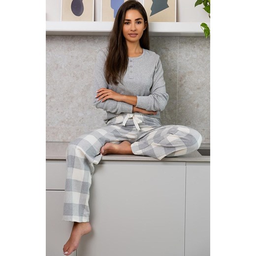 Bawełniana piżama damska Vesper, Kolor szary-ecru, Rozmiar XL, SENSIS ze sklepu Intymna w kategorii Piżamy damskie - zdjęcie 175927003