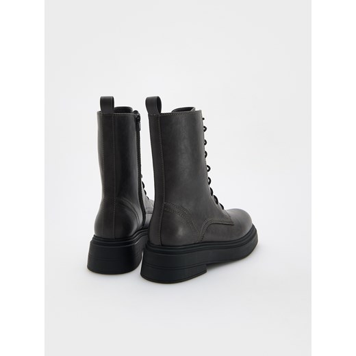 Reserved - Wiązane botki za kostkę - ciemnoszary Reserved 36 Reserved