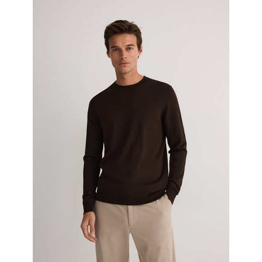 Reserved - Wiskozowy sweter - ciemnobrązowy Reserved M Reserved