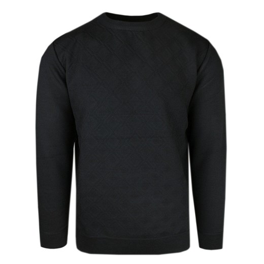Męski Sweter - Jednokolorowy z Fakturą Materiału - Brave Soul - Czarny SWBRSAW24NERVDAblack ze sklepu JegoSzafa.pl w kategorii Swetry męskie - zdjęcie 175930114
