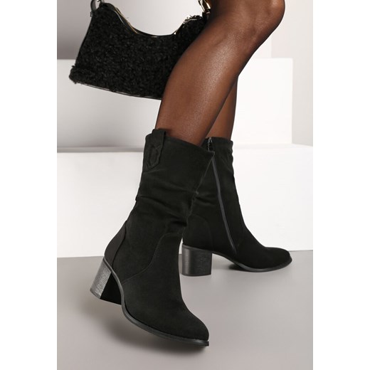 Botki Born2be eleganckie na zimę z zamkiem 