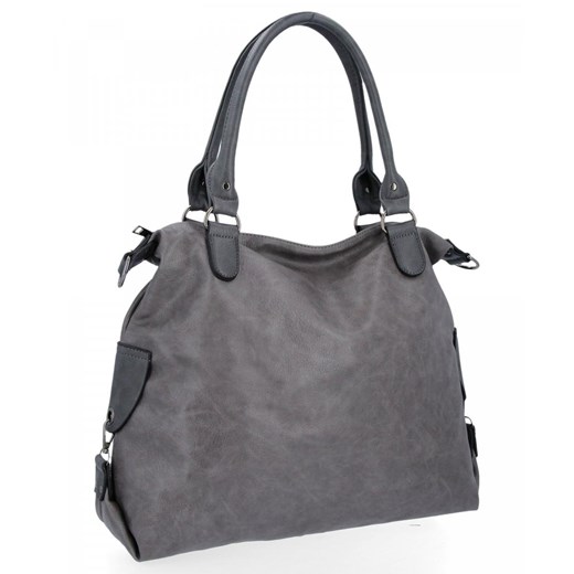 Torebka Damska XXL firmy Hernan Shopper Bag Szara ze sklepu PaniTorbalska w kategorii Torby Shopper bag - zdjęcie 175930780