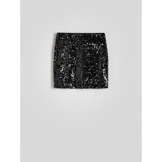 Reserved - Cekinowa spódnica mini - czarny Reserved M Reserved